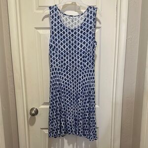 a.n.a Blue and White Midi Sundress with Scoop Neck